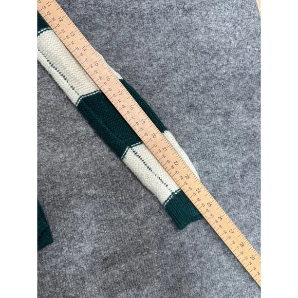 Hollister Women XS Striped Cable Knit Sweater Forest Green Cream Crewneck 3R3667 - Picture 5 of 9